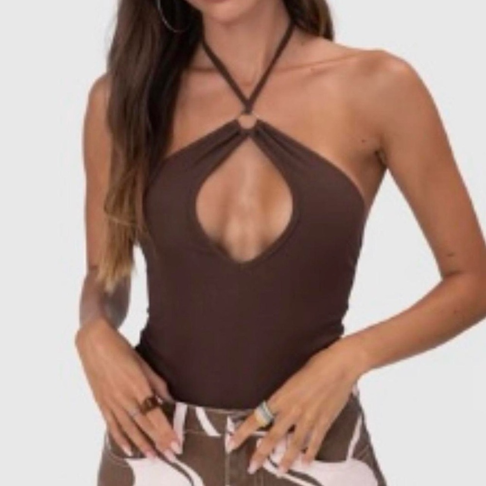 Adika Brown Cut Out Bodysuit